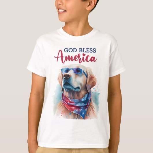 Patriottische Hond-Golden Retriever T-shirt (Voorkant)
