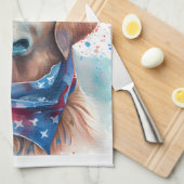 Patriottische Hond-Golden Retriever Theedoek (Quarter Fold)