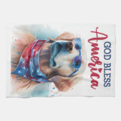 Patriottische Hond-Golden Retriever Theedoek (Horizontaal)