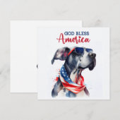 Patriottische Hond-Great Dane 4 juli kaart (Voorkant / Achterkant)