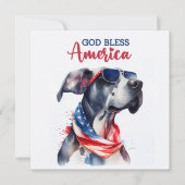 Patriottische Hond-Great Dane 4 juli kaart (Voorkant)