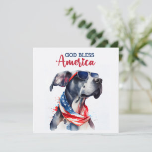 Patriottische Hond-Great Dane 4 juli kaart
