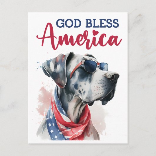 Patriottische Hond-Great Dane Briefkaart (Voorkant)