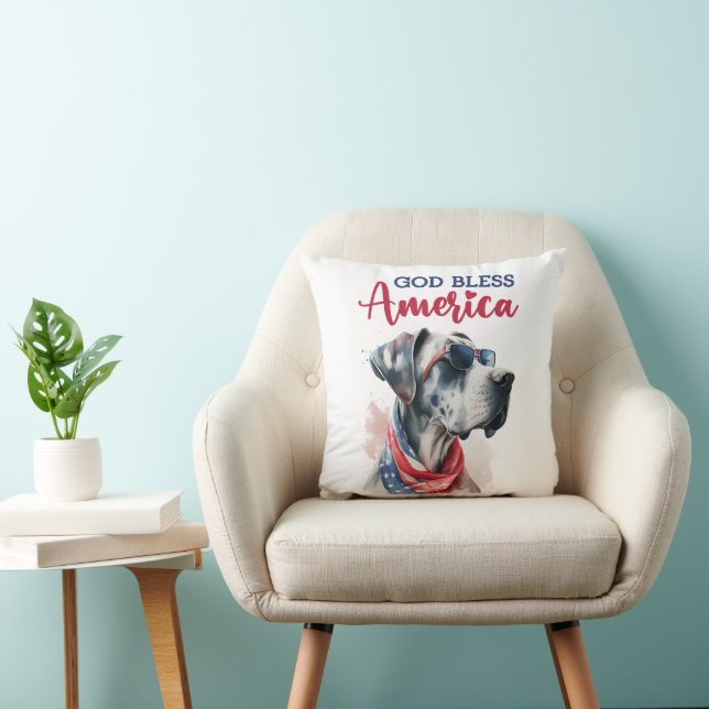 Patriottische Hond-Great Dane Kussen (Stoel)