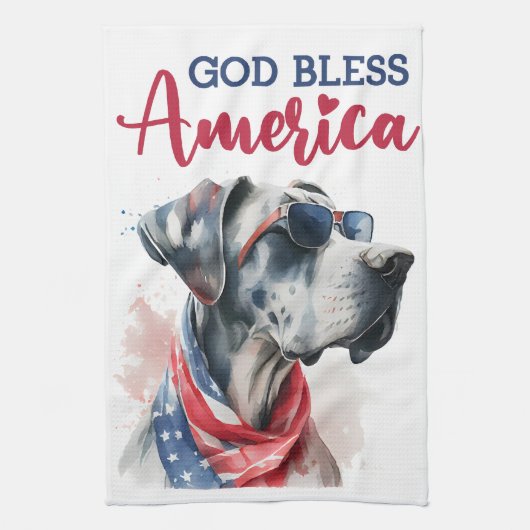 Patriottische Hond-Great Dane Theedoek (Verticaal)