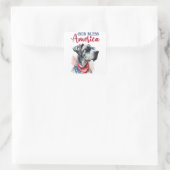 Patriottische Hond-Great Dane Vierkante Sticker (Tas)