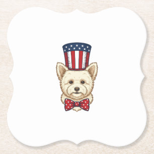Patriottische Hond Hoed Vintage Vector Design_1 Kartonnen Onderzetters