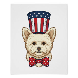 Patriottische Hond Hoed Vintage Vector Design_1 Perfect Poster
