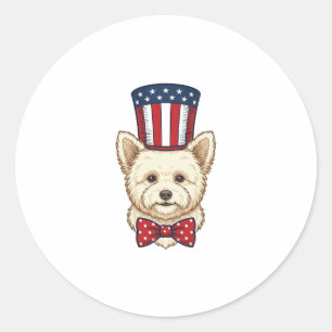 Patriottische Hond Hoed Vintage Vector Design_1 Ronde Sticker