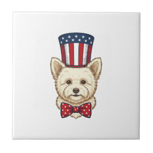 Patriottische Hond Hoed Vintage Vector Design_1 Tegeltje