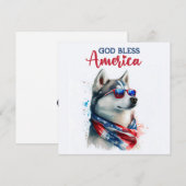 Patriottische Hond-Husky 4 juli kaart (Voorkant / Achterkant)