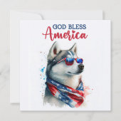 Patriottische Hond-Husky 4 juli kaart (Voorkant)