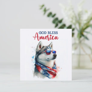 Patriottische Hond-Husky 4 juli kaart