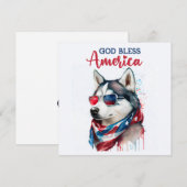 Patriottische Hond-Husky 4 juli kaart (Voorkant / Achterkant)