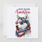 Patriottische Hond-Husky 4 juli kaart (Voorkant)