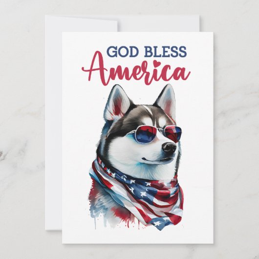 Patriottische Hond-Husky 4 juli kaart (Voorkant)