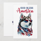 Patriottische Hond-Husky 4 juli kaart (Voorkant / Achterkant)