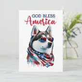 Patriottische Hond-Husky 4 juli kaart (Staand voorkant)