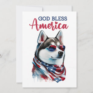 Patriottische Hond-Husky 4 juli kaart