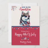 Patriottische Hond-Husky 4 juli kaart (Voorkant)