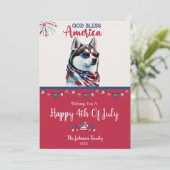 Patriottische Hond-Husky 4 juli kaart (Staand voorkant)