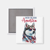 Patriottische Hond- Husky Magneet (Voorkant / Achterkant)