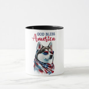 Patriottische Hond-Husky Mok