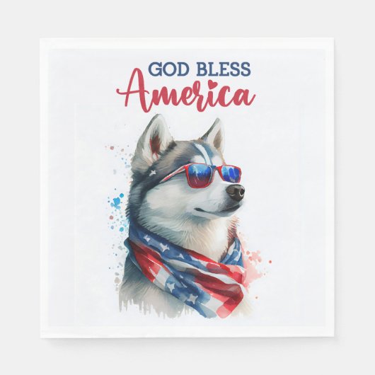 Patriottische Hond-Husky Servet (Voorkant)