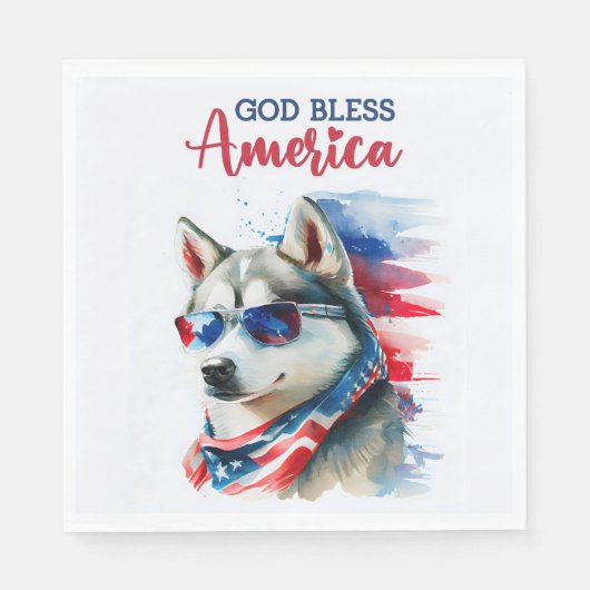 Patriottische Hond-Husky Servet (Voorkant)