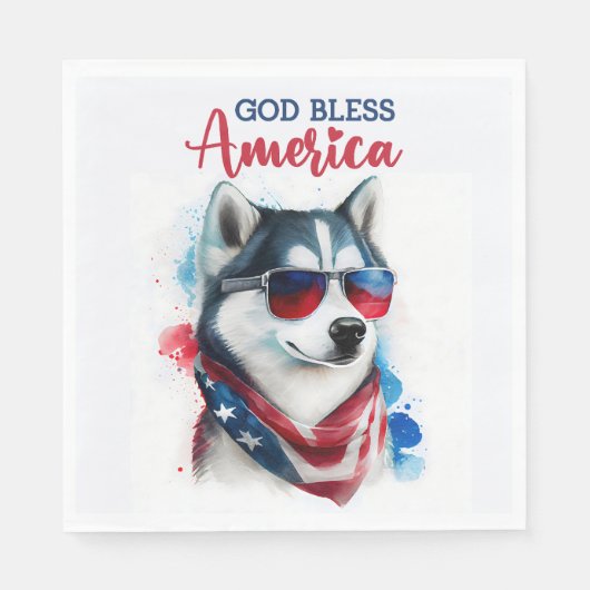 Patriottische Hond-Husky Servet (Voorkant)