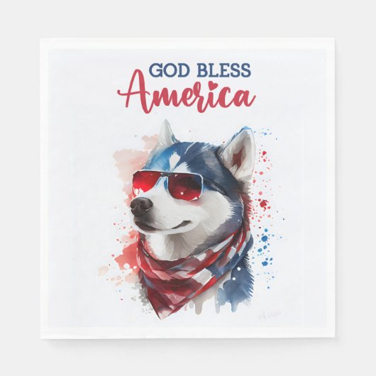 Patriottische Hond-Husky Servet (Voorkant)