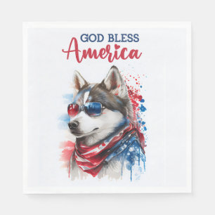 Patriottische Hond-Husky Servet