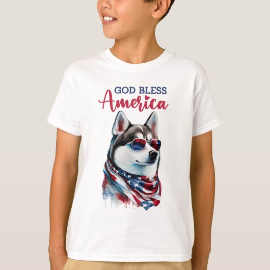 Patriottische Hond-Husky T-shirt (Voorkant)