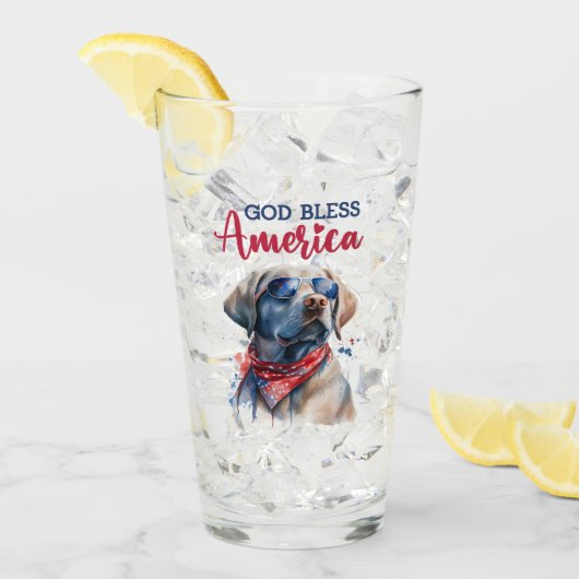 Patriottische Hond-Lab Glas (Voorkant ijs)