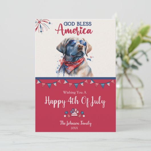 Patriottische hond - Labrador Retriever 4 juli Kaa Feestdagenkaart (Staand voorkant)