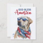 Patriottische Hond-Labrador Retriever 4 juli kaart (Voorkant)