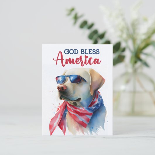 Patriottische Hond-Labrador Retriever 4 juli kaart (Staand voorkant)