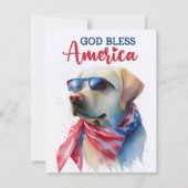 Patriottische Hond-Labrador Retriever 4 juli kaart (Voorkant)