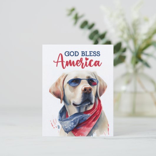 Patriottische Hond-Labrador Retriever 4 juli kaart (Staand voorkant)