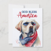Patriottische Hond-Labrador Retriever 4 juli kaart (Voorkant)