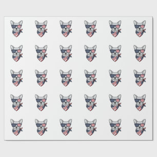Patriottische hond met vlag zonnebril vintage vect cadeaupapier