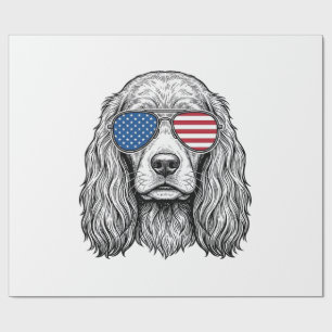 Patriottische hond met vlag zonnebril vintage vect cadeaupapier