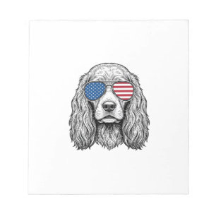 Patriottische hond met vlag zonnebril vintage vect notitieblok