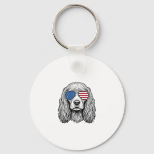 Patriottische hond met vlag zonnebril vintage vect sleutelhanger