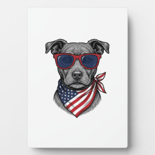Patriottische Hond Met Zonnebril Vintage T-shirt O Fotoplaat