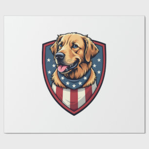 Patriottische Hond Papa Golden Retriever Graveersh Cadeaupapier