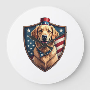 Patriottische Hond Papa Golden Retriever Graveersh Grote Klok