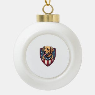 Patriottische Hond Papa Golden Retriever Graveersh Keramische Bal Ornament
