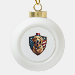Patriottische Hond Papa Golden Retriever Graveersh Keramische Bal Ornament