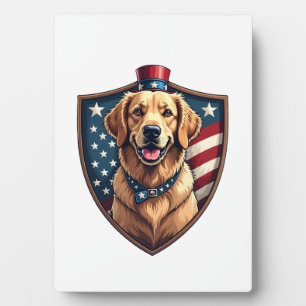 Patriottische Hond Papa Golden Retriever Graveren  Fotoplaat